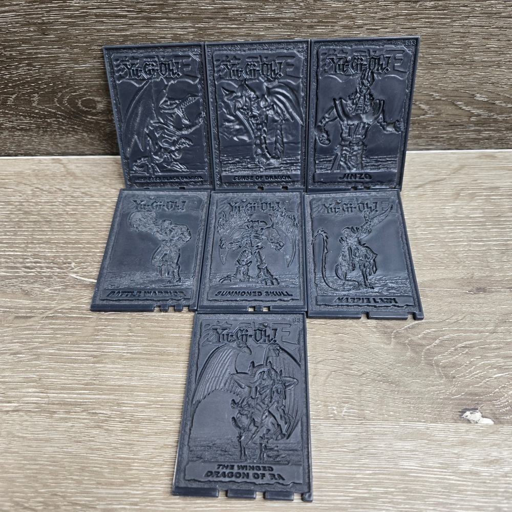 Yu-Gi-Oh 1996 Plastic Trading Card Lot 7 Black Vintage Relief Figures